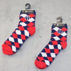 2 PACK Washington Wizards NBA 109 Diamond Sleep Soft "Fuzzy/Cozy" Crew Socks OS